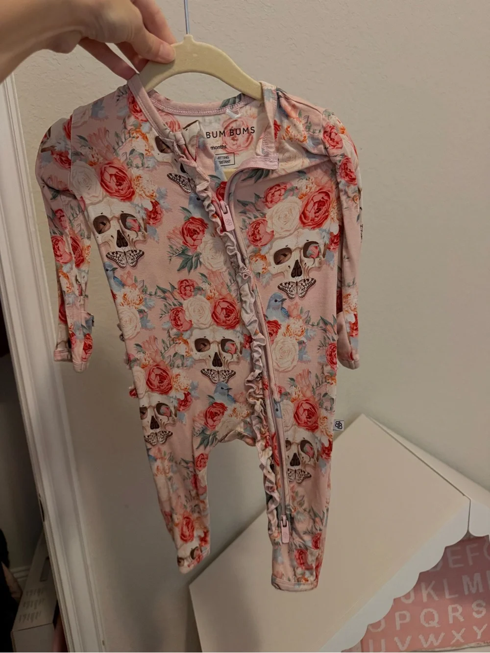 BumBums Pink Floral & Skull Zip-Front Kids Pajamas